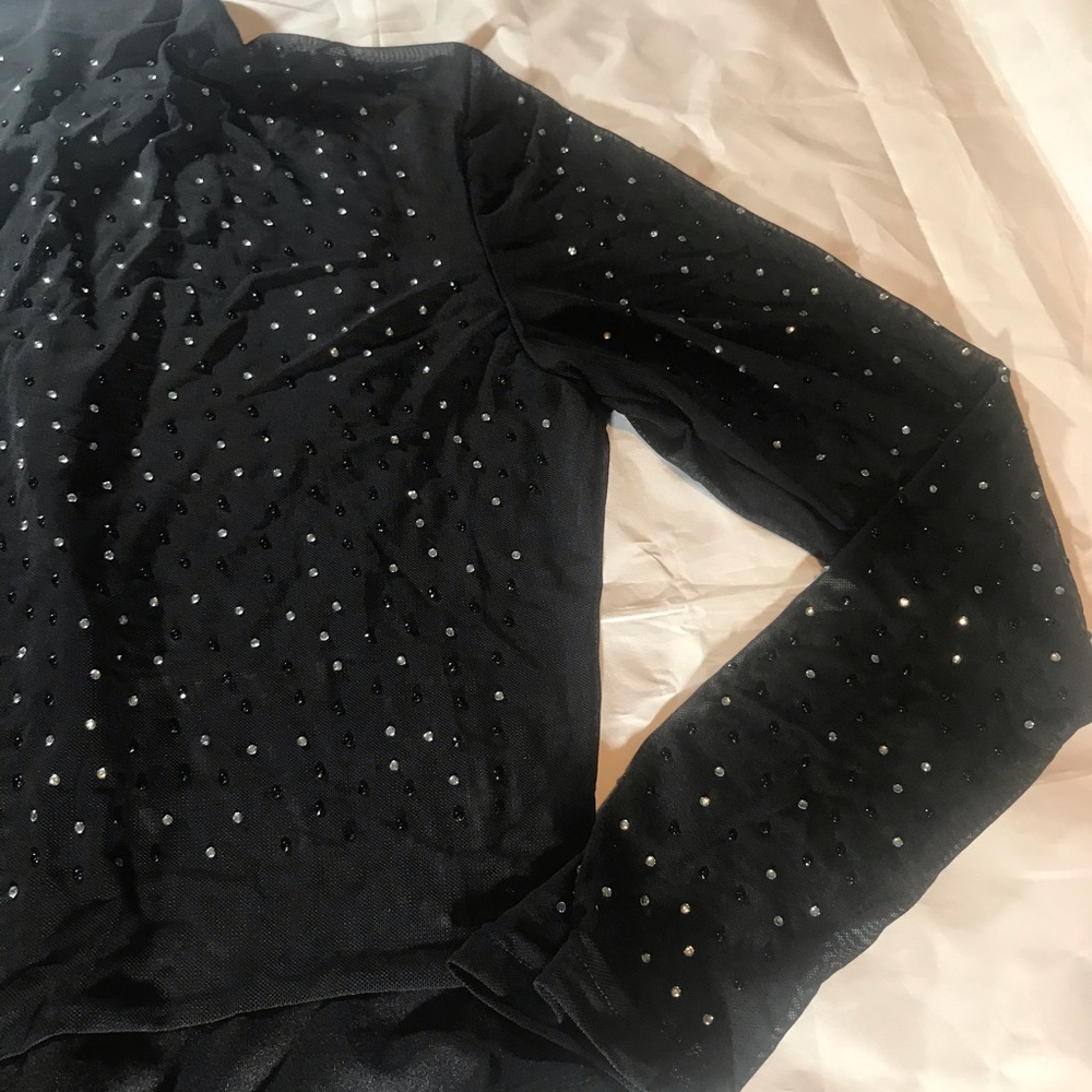 Black long sleeve bodysuit with diamonds size L